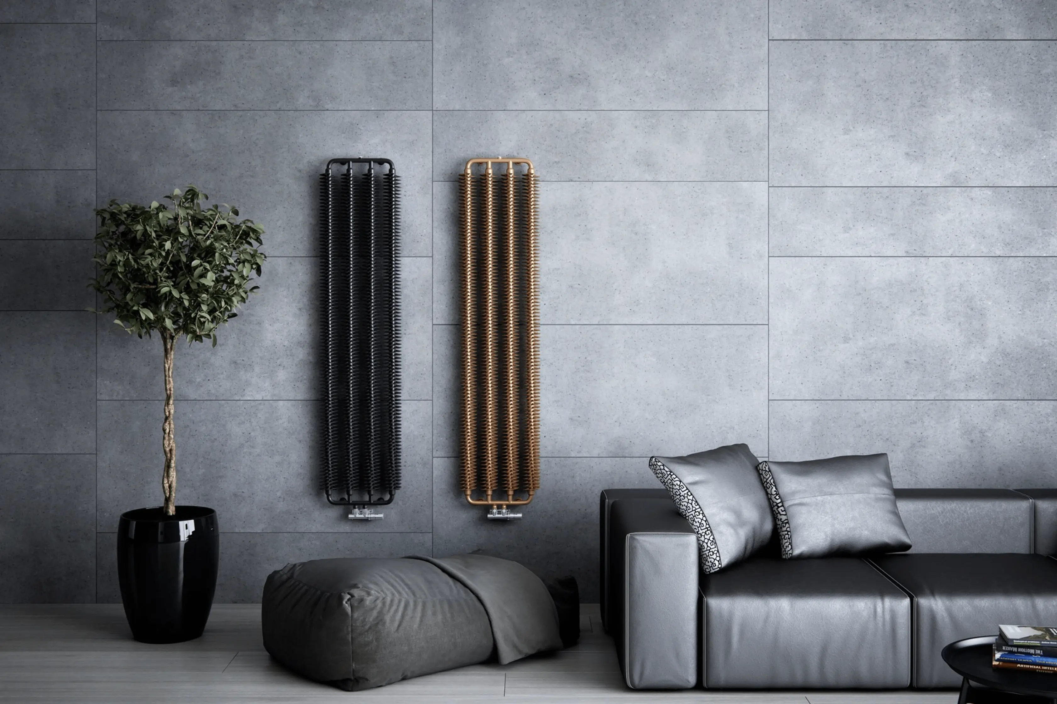 Terma Ribbon Radiator In A Grey Interior Area In A Lounge